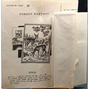Anne Cabot "Forest Fantasy" Vintage Embroidery Pattern R2237 Deer Design